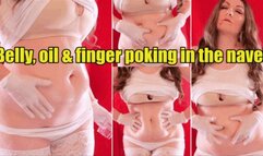 Belly Button, oil & finger poking in the navel (4k)