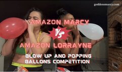 Blowing up and popping balloons B2P competition: Amazon Marcy vs Amazon Lorrayne