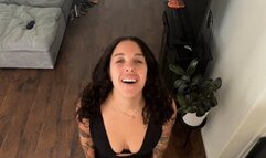 Shrunken girlfriend begs Giant boyfriend to cum on her