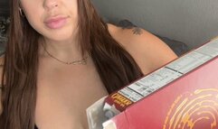 Eating open mouth with belches and tooth picking