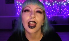 Goth Girl With Purple Eyes and Black Lips Gives BlowJob