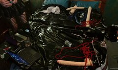 20mins dressed in a PVC schoolgirl outfit, taking a heavy reaming from the fuck machine