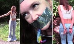 Rachel- Retro 70's Hitchhiker, Bell Bottom Jeans, Handcuffs, Tape Gag, Driven Away