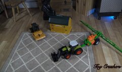 Farmer barn and tractors crush