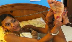 Anise - Ebony Foot Fetish While in Metal Bondage (Mpeg)