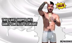 Tiny slaves dropped into giants cum filled fleshlight