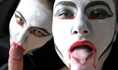 Vampire sucks big dick, sucks cum and swallows