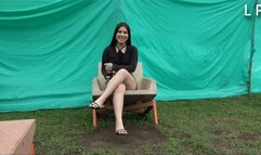 Alison Dangling And Talking With Couple Outdoors