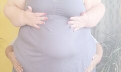 He can't reach around my bigger belly!