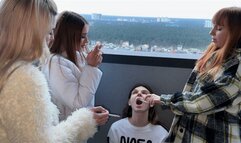 Sadistic Humiliation Of Human Ashtray With Spit And Ashes - Public Lezdom Party (WMV HD 720p)