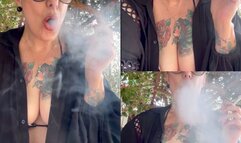 Dunhill - Inhale through your mouth and inhale with your mouth open, Inhale deeply, Triple pumps, Crush - Long red nails - Lipgloss - Natural light