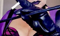 Mistress Queen Joan smokes in leather gloves POV 2 Lucky Strike in a row and teaches you obedience with her crop