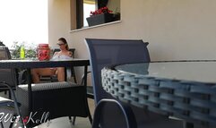 Masturbating on the terrace and looking around hoping not to be discovered