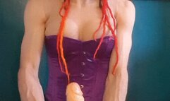 burlesque corset long dildo riding - Depth Queen TV Anal Slut deep and wide with rose