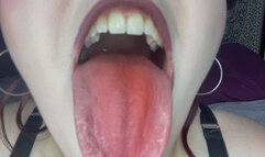 Red stained mouth vore tease