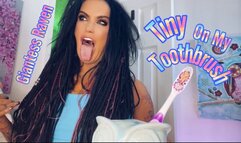 GIANTESS RAVEN FINDS TINY ON HER TOOTHBRUSH