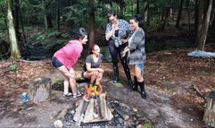 Chubby bunny challenge handcuffed in the woods