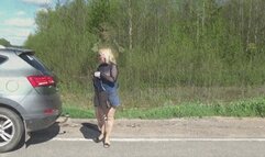 Nylon Tits-Nylon ass mini skirt MILF