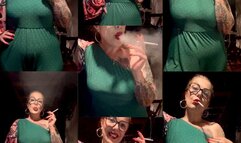 Long white Chesterfield - Deep Inhales - Crush - Long red nails - Red Lipstick