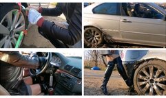 HOT PREMIERE: SEXY JULIA STUCK IN MUD IN POWERFUL BMW