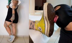 Heather Contributes To His Downfall - Shoe Licking