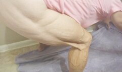 fulllength legs on the purple towel