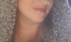 up close in a robe, blowing smoke in your face