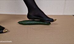 Kat Crushes a Cucumber Under Her Sexy Well Worn Leather Flats