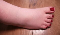 Beautiful BBW right foot with red pedicure - (no talking)