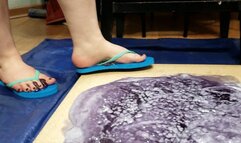 Jade Bunniii Stuck in Sticky Blue Flip Flops