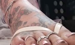 Under Giantess in a dress Flip Flops Wearing jingly coin anklets and toe rings ShoePlay,Stomping foot tapping sounds jingly asmr mkv