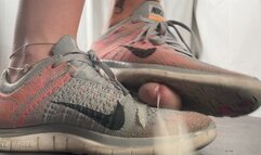 A Shoejob with no mercy - CBT and Cocktrampling in very well worn Nike Free sneakers - slave - HD