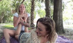 Sexy outdoor foot fetish fun!
