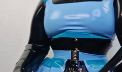 Latex Fun ride on my colorfull Dildo