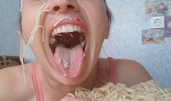 Pasta invasion on the face!
