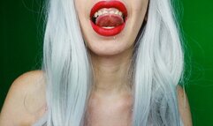 I lick my teeth - red lips