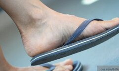 Candid foot fetish, flip flops dangling and feet close-up