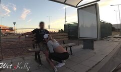 Slutty wife sucks cock and gets fucked at bus stop