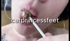 Watch me suck it! Tease licking and sucking my lollipop, giggles, pretty mouth milf