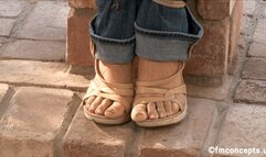 Hot Latina Daisy Marie Stands Tied Outdoors To A Wooden Post!