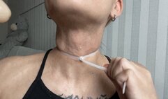 An extreme and sensual moment in the throat