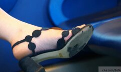 Beauty big woman feet and sandals, candid foot fetish close-up