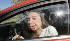 Smash my face into the car window