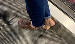 Candid Dipping Clogs Shoeplay in the Supermarket