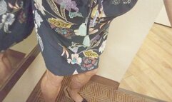 Floral dress and flower wedges