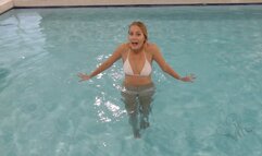 White Bikini Pool Tricks 2