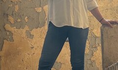 Im Playing with my tits into the ruins while I smoke & I encourage you to cum on them