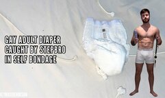 Gay adult diaper - caught by stepbro in self bondage
