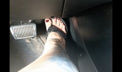 Real pedal pumping Revving through city traffic in dirty work vehicle