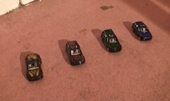 Sophie Crushes 4 Cars 2 Race Cars & A Motorcycle